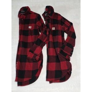 Carhartt Buffalo Check Womens XS Plaid Rugged Relaxed Flannel Tunic Bundle of 2